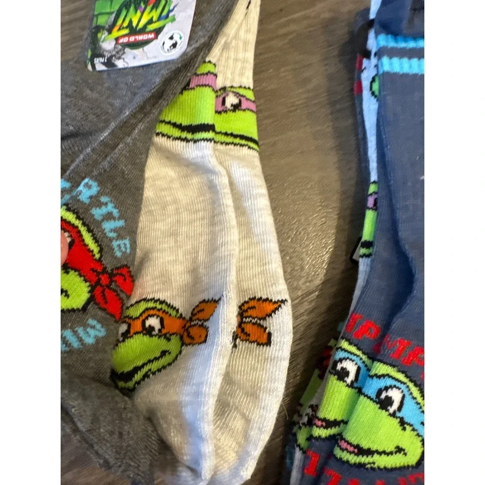Lot of 2  packs of 3 TMNT Ninja Turtles Kids Mid-Crew Socks Size 11.5-6.5 M/L